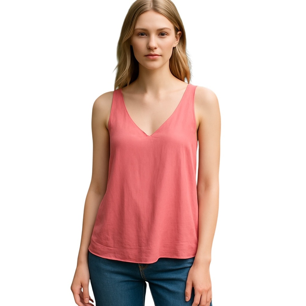 Petal‎ Pink 100% Silk Chemises Tank VTG 90’s Oversized Layering Casual